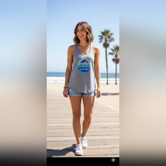 Seaworld Tops - Women's SeaWorld Grey Large Racer Back Tank Top (GUC)